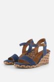 Tamaris Dames Sandalen Blauw Textiel Sleehak 5-7 cm Maat 42