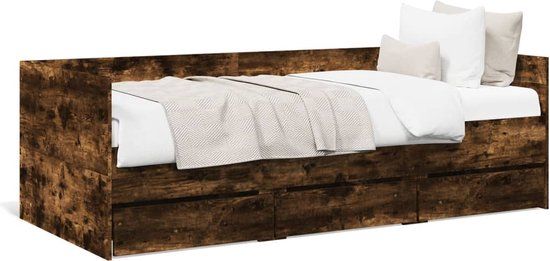 vidaXL Slaapbank met lades zonder matras 100x200 cm gerookt eikenkleur