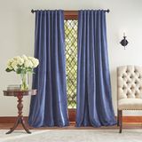 Martha Stewart Lucca Velvet verduisterende achterkant tab venster gordijn paneel paar, 95 inch, marine