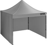 Vevor Partytent 304,8x304,8x320cm Donkergrijs Easy-up partytent Polyester/Staal Waterafstotend 3 kanten met afneembare zijkanten