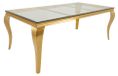 Table à manger VELENA – Rectangulaire 200 cm – Verre trempé et acier doré – Style baroque chic