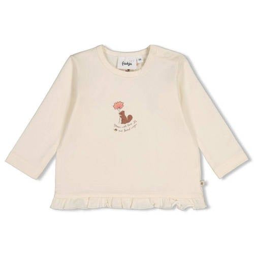 Feetje A-lijn longsleeve met ruches en print - ecru