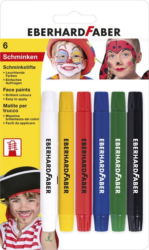 Eberhard Faber EF-579107 Schminkstiften Draaibaar Set 6 Kleuren Op Blisterkaart