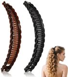 Bananenhaarspelden Bananenhaarspeldjes in zwart en bruin – decoratieve haaraccessoires voor lang haar (bruin, zwart, wit)