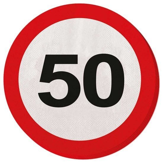 Folat 50 Jaar Verkeersbord Servetten - 20 stuks