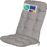 Beautissu Flair HL - Set van 8 Tuinkussen Hoge Rug - 120x50x8cm - Lichtgrijs