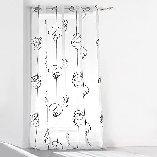 Douceur d'Intérieur - Gordijn met ogen - 140 x 240 cm - Wit/Zwart