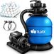 tillvex Système de filtre à sable 7.900L/h + 400g Billes filtrantes | Installation de filtre à sable 7 voies valve & Adaptateur Ø32-38mm | Filtre de piscine avec affichage de pression | Filtre à sable piscine (Bleu)