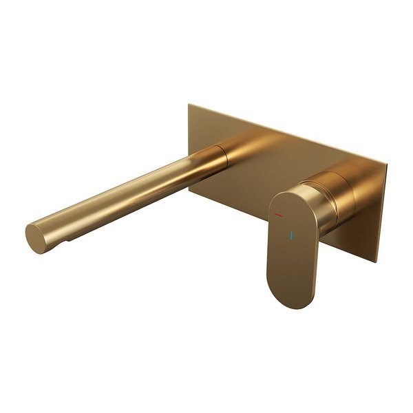Brauer Gold Edition wastafelkraan inbouw ColdStart met inbouwdeel en rechte uitloop type S3 greep messing geborsteld goud 5-GG-004-S3