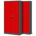 Jan Nowak by Domator24 2-delige set archiefkast XL C001H kantoorkast metalen kast 4 planken staalplaat poedercoating vleugeldeuren afsluitbaar 195 cm x 90 cm x 40 cm (antraciet/rood), metaal