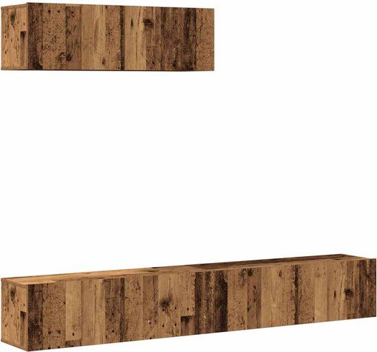 vidaXL 3-delig Tv-meubelset wandmontage bewerkt hout oud houtkleurig