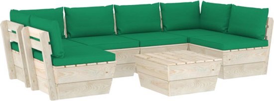 vidaXL 7-delige Loungeset met kussens pallet vurenhout