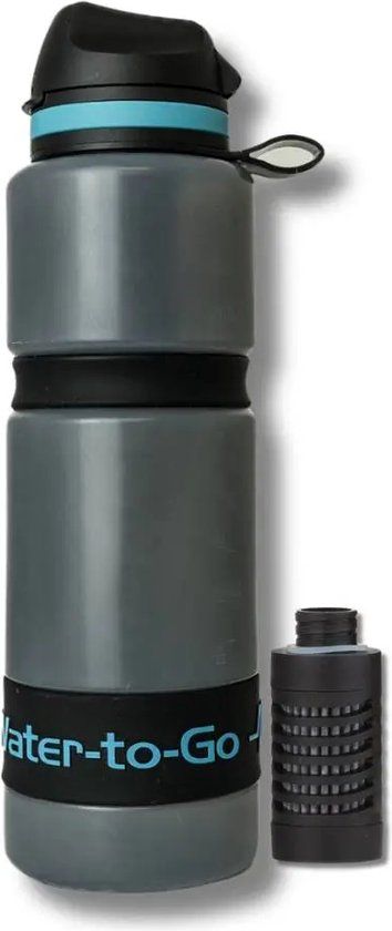 Water to Go Waterfilter Waterfles Drinkfles 75cl Active Milieubewust Blauw Veilig Water Drinken Met Behoud van de Essentiële Mineralen - Geschikt voor Dagelijks Gebruik - Filtert Ook PFAS en Virussen - Noodpakket - Survival - Outdoor - Drink Straw
