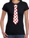 Bellatio Decorations Valentijnsdag stropdas t-shirt - met rode hartjes - voor dames - zwart L