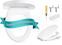 Songmics O-vormige toiletbril met soft-close mechanisme en afneembaar deksel - Wit