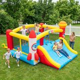 Opblaasbaar kasteel voor kinderen van 8 tot 12 jaar, 4,1 x 4,1 m, voor binnen en buiten, met ventilator, opblaasbaar kasteel voor feestjes en tuin