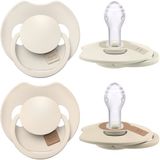Difrax LOVI Fopspeen Dynamisch - Prime - 6 tot 18 Maanden - Lichtbeige & Creme - 2 Stuks
