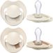 Difrax LOVI Fopspeen Dynamisch - Prime - 6 tot 18 Maanden - Lichtbeige & Creme - 2 Stuks
