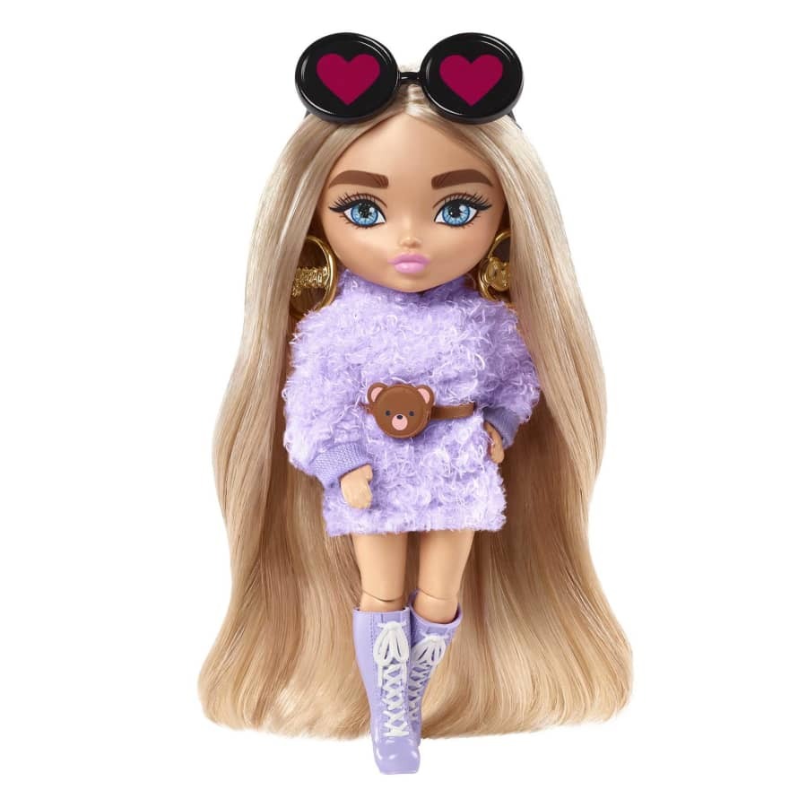 Barbie Extra Mini Pop 4 Blonde Vlechten Blauwe Hoodie