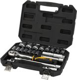 Tolsen Dopsleutelset 22-delig Industrial - Gereedschapskoffer - Doppenset metrisch 10 t/m 32 mm - Incl. ratel