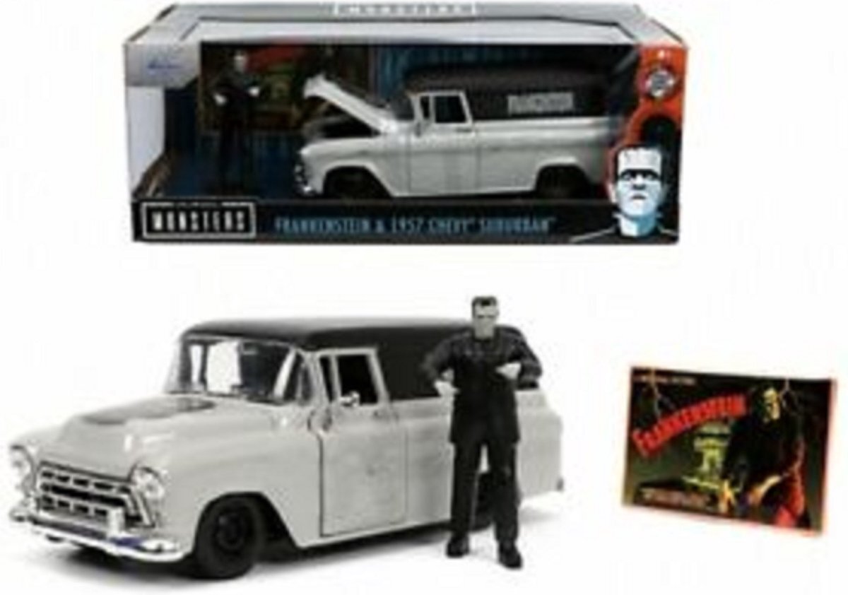 Jada Toys Chevy Suburban 1957 "with Frankenstein Figure" Grijs / Zwart 1-24