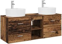 vidaXL Badkamerkast - set - 3 - st - Oud hout - 129 x 44,5 x 82 cm