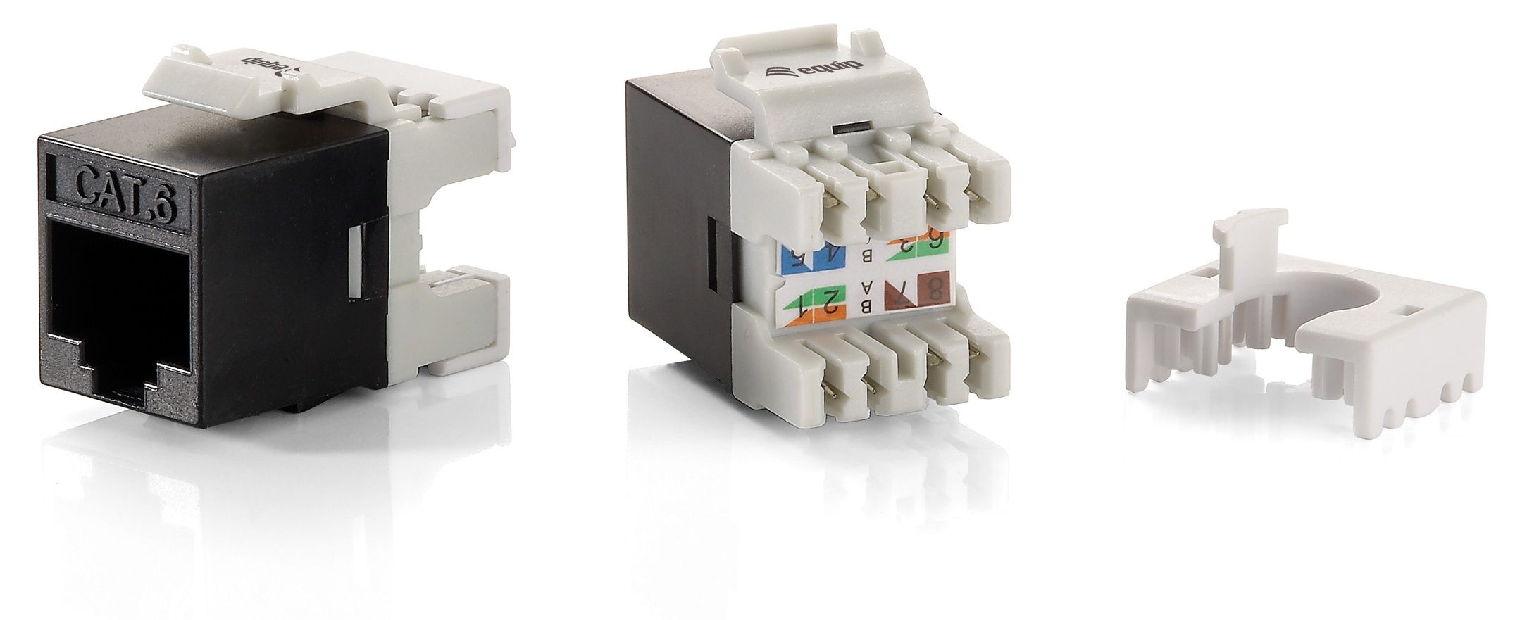 Equip Cat.6 Unshielded Keystone Jack LSA - Slim Type - Grijs/Zwart