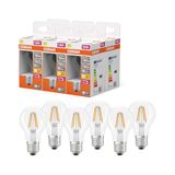 OSRAM LED-lamp Superstar bolvorm A60 filament dimbaar, 2700 K warm wit, 5,9 W, E27, helder, 806 lm, 6-Pack