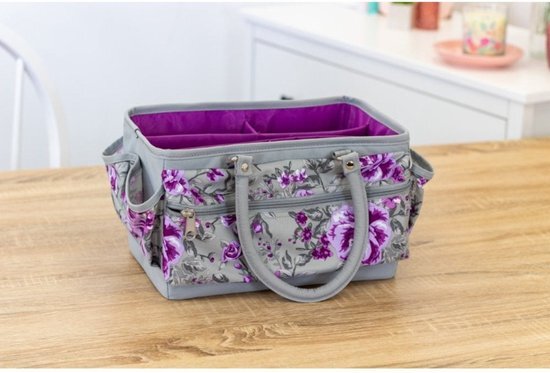 Crafter's Companion Crafter's Companion Deluxe Tote Case-Floral Crafting Opbergtas-Grijs & Paars, One Size
