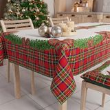 PETTI Artigiani Italiani - Kerst Tafelkleed Vlekbestendig Rechthoekig Tafelkleed voor Keuken, Motief Tartan Strik, 140x450 cm, 100% Made in Italy