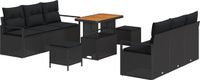 vidaXL Tuinbank Set 9-delig Zwart Polyrattan