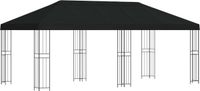 vidaXL Tuinpaviljoen - 6 x 3 m - Zwart - Polyester en Staal - 190 gsm