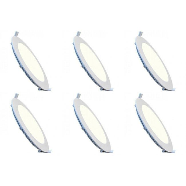 BES LED LED Downlight Slim 6 Pack - Inbouw Rond 6W - Dimbaar - Natuurlijk Wit 4200K - Mat Wit Aluminium - Ø120mm