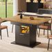 OKWISH Eettafel - Uitschuifbaar Met Opbergruimte En Meerkleurige Ledverlichting - Voor Kleine Ruimtes - MDF Zwart - 110-140x80x77,2 cm