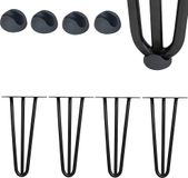 Mucola Pieds de table 4 pièces Hairpin Leg Pieds en épingle à cheveux Piètement de table Patins de table Pied de table de salle à manger - Noir 3 entretoises 20CM