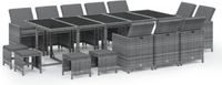 vidaXL 15-delige tuinset met kussens, polyrattan, grijs