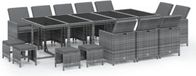 vidaXL 15-delige tuinset met kussens, polyrattan, grijs