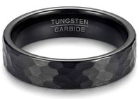 Mauro Vinci Ring Heren – Zwarte Ring Heren Wolfraam – Stalen Ring Mannen – Herenring Zwart 6mm – Luxe Heren Ring – Maat 11