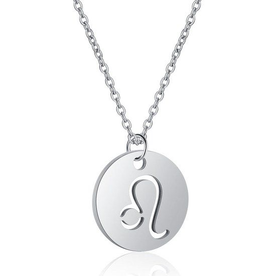 LGT JWLS Lookinggoodtoday Sterrenbeeld Leeuw Dames Ketting Zilverkleurig Ronde Hanger