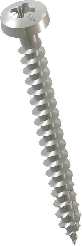 HECO TOPIX-Plus Spaanplaatschroef 3,5x30mm Cilinderkop RVS Voldraad PZD 2 (200 stuks)