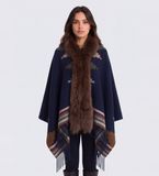 Bazar Deluxe STOLA Blauer Poncho (OSFA), Wolle, Klassisch
