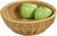 Kesper Brood/fruit mandje - gevlochten kunststof - lichtbruin - rond - D24 x H8 cm