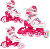 RAVEN Lia Roze 3-in-1 Verstelbare Skeelers Lichtgevende Wielen LED 30-33
