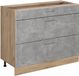 Vicco R-Line meuble bas de cuisine, chêne béton/doré, 100 cm sans plan de travail