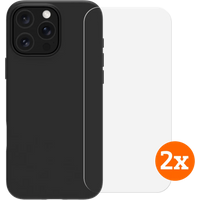 BlueBuilt Back Cover iPhone 16 Pro Max Zwart + Screenprotector Glas Duo Pack