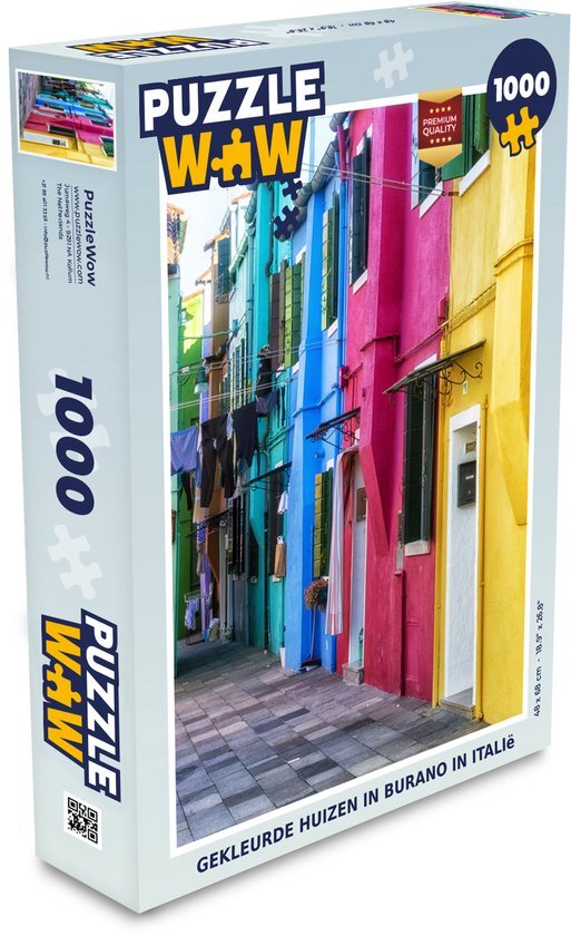 MuchoWow Puzzel Gekleurde huizen in Burano in Italië - Legpuzzel - Puzzel 1000 stukjes volwassenen