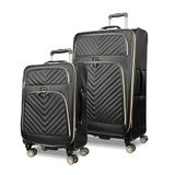 Kenneth Cole Reaction Women's Chelsea 2-Piece 20"/28" Chevron Quilted Softside Expandable 8-Wheel Spinner Luggage Set, Black