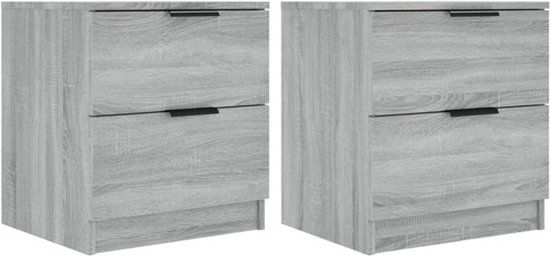 vidaXL Nachtkastjes - Set van 2 - Bewerkt Hout - Grijs Sonoma Eikenkleurig