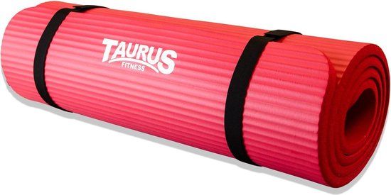Taurus Trainingsmat (15mm) - 180cm x 60cm - Rood - Met draagriem