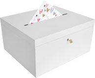 Creative Deco Bruiloft Houten Doos voor Kaarten Wit | 29 x 25 x 15 cm